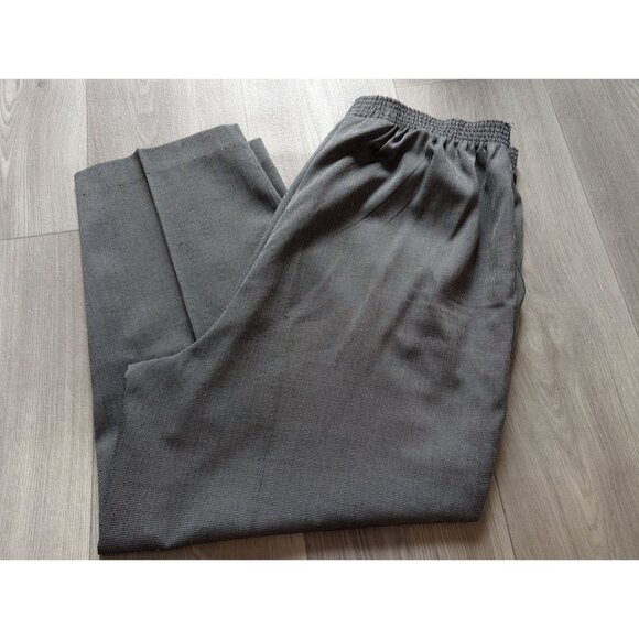 Briggs Womens Plus Size 18W Elastic Waist Gray Black Checkered Pants - Picture 2 of 5